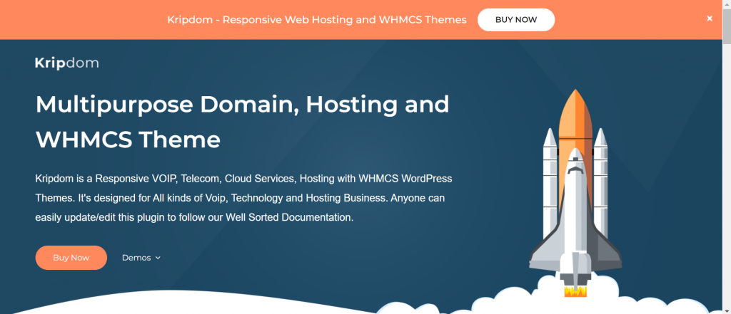 Kripdom WHMCS Theme for web hosting industry